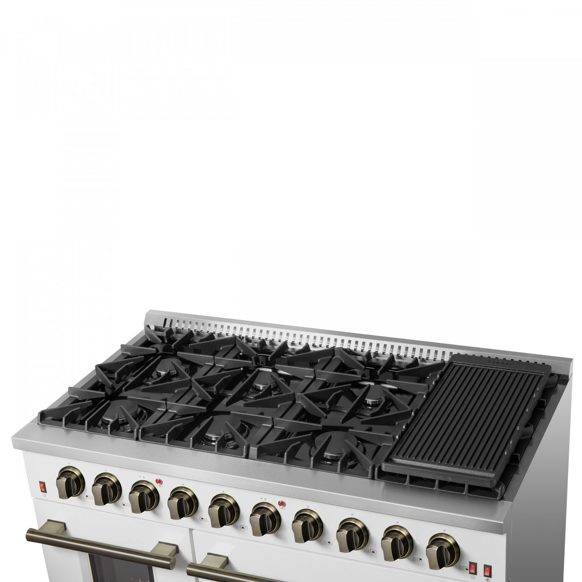 Forno Galiano 48" White Freestanding Double Oven Gas Range (6.58 Cu. Ft.) - FFSGS6244-48WHT