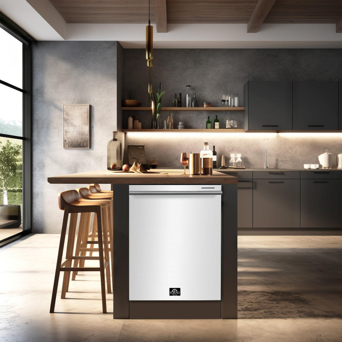 Forno Premium White Kitchen Package with Range, Bottom Freezer Refrigerator, Dishwasher and Range Hood - FBDL-006-03CA