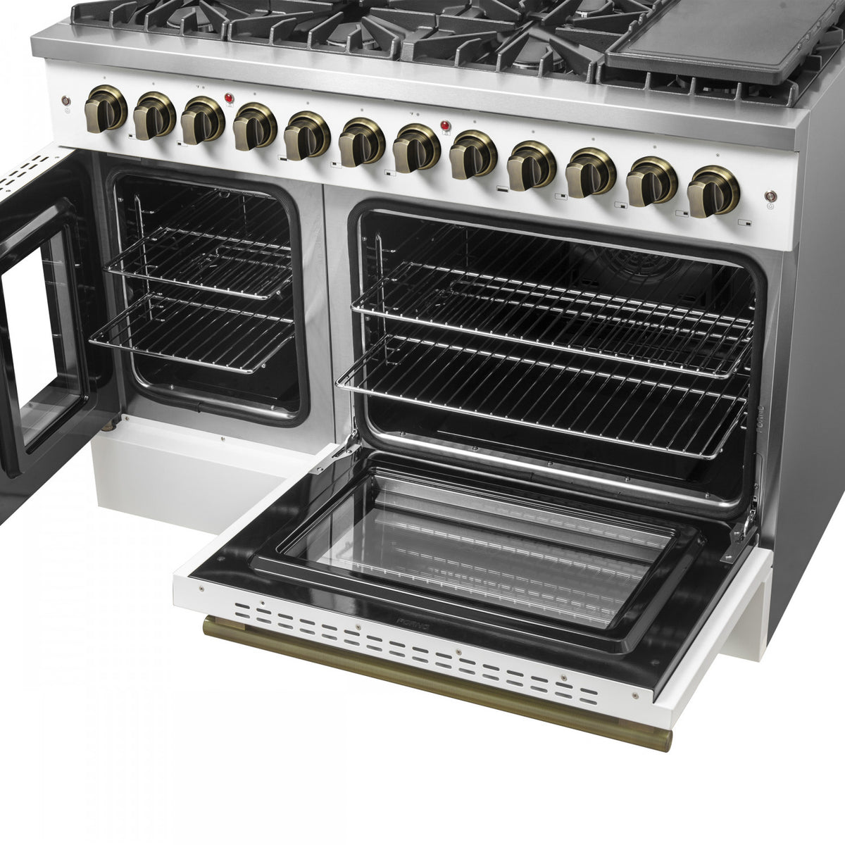 Forno Galiano 48" White Freestanding Dual Fuel Double Oven Range with True Convection (6.58 Cu. Ft.) - FFSGS6356-48WHT