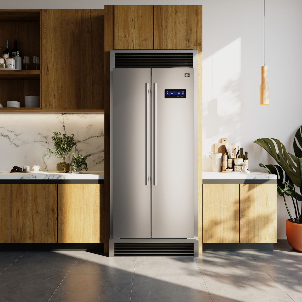 Forno Salerno 33" 15.6 Cu.Ft. Stainless Steel Built-in Side-by-Side Refrigerator - FFRBI1805-37SG