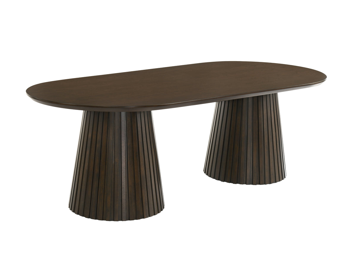 Mikael 7-Piece Oval Dining Set - Grey, Weathered Oak