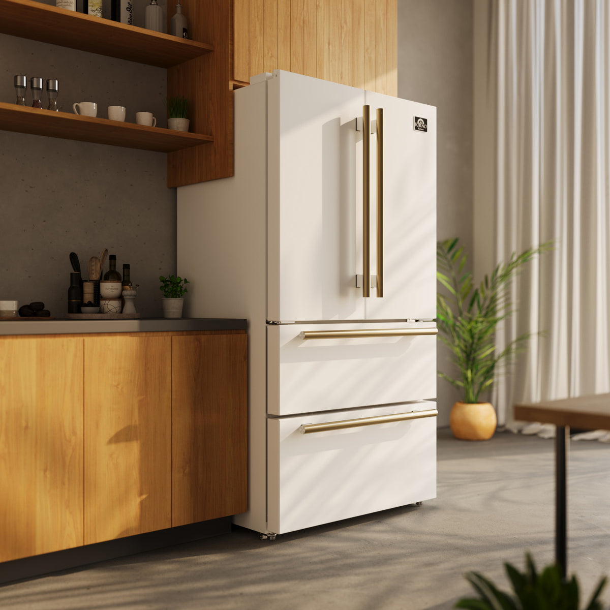 Forno Moena 36" 19.2 Cu.Ft. White Counter-Depth French Door Refrigerator with Ice Maker - FFRBI1820-36WHT