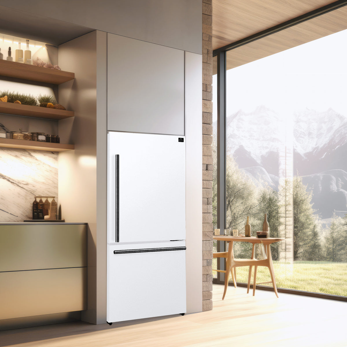 Forno Milano 31" 17.2 Cu.Ft. White Bottom Freezer Refrigerator with Right Swing Door - FFFFD1785-31WHT