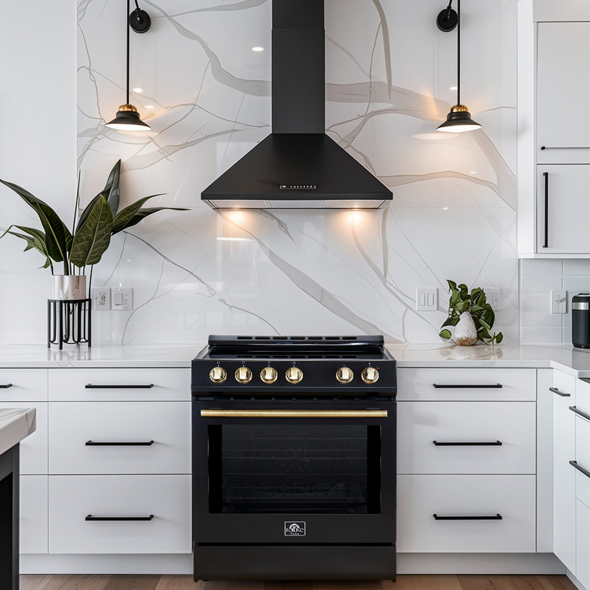 Forno Leonardo Black Slide-in Electric Range (5.0 Cu. Ft.) - FFSEL6022-30BLK