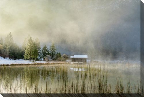 Cabin in the Fog Wall Art - Blue/Green - 16 X 20