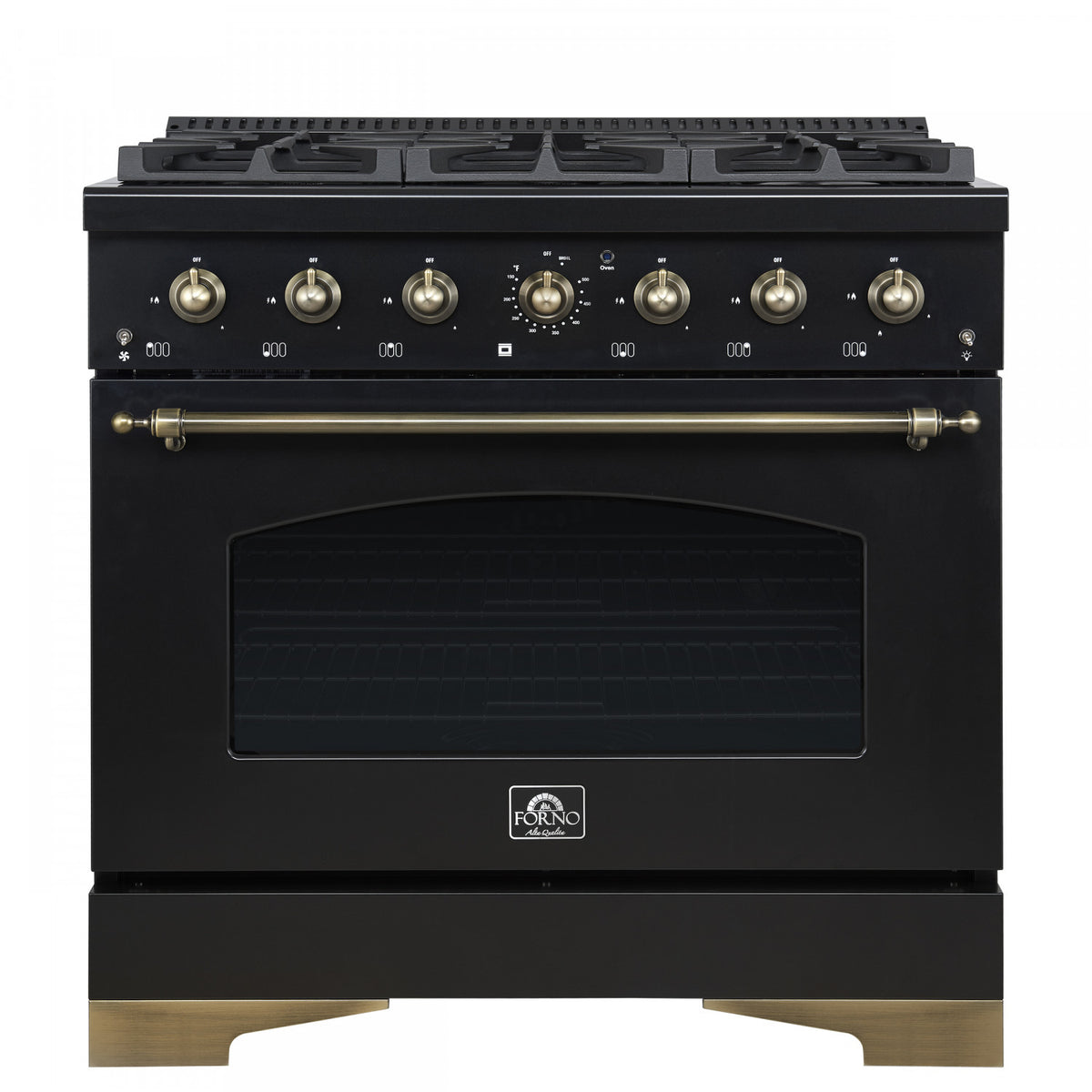 Forno Antico 36" Black Freestanding Gas Range (4.5 Cu. Ft.) - FFSGS6219-36BLK