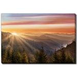 Mountain Light Wall Art - Orange/Green - 22 X 28