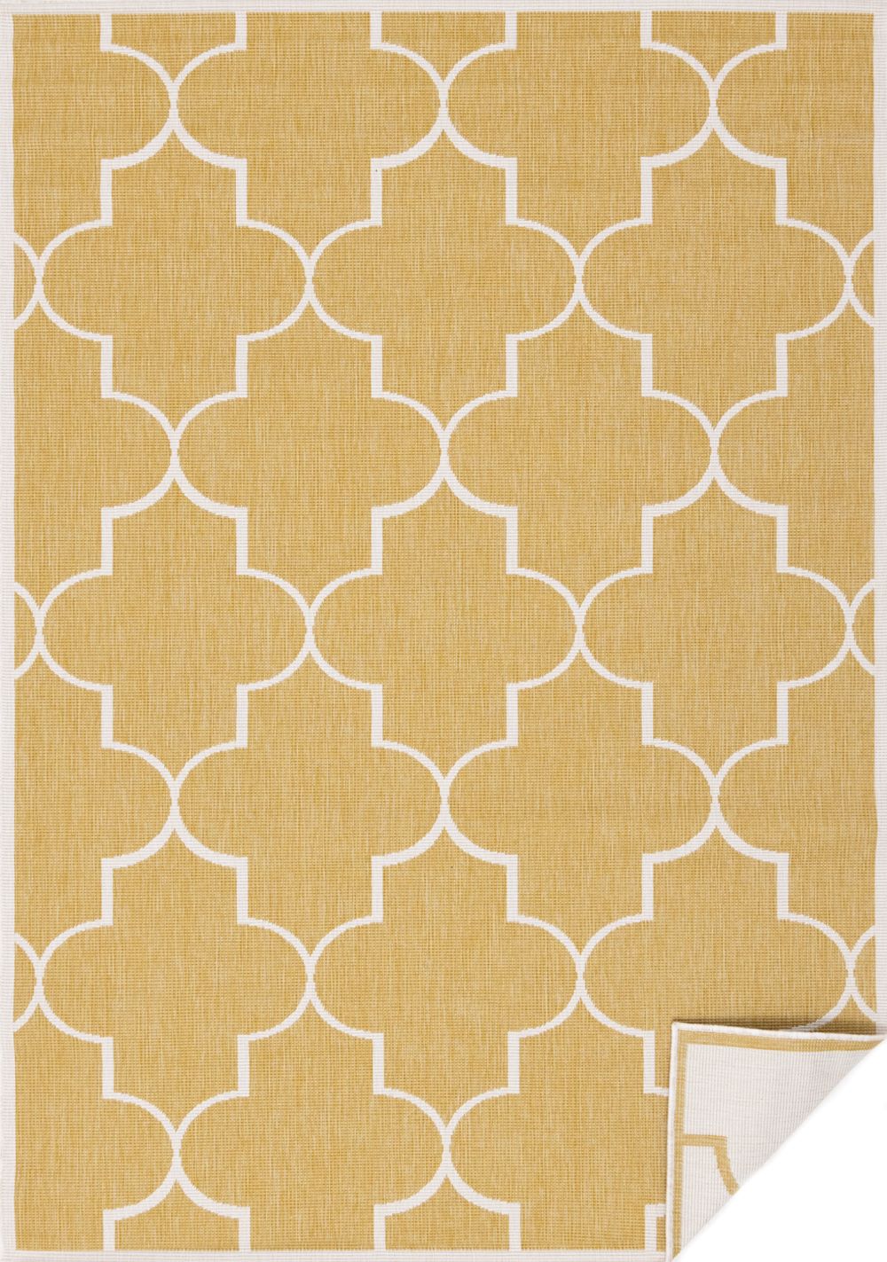 Summer Breeze 6'7" x 9'6" Outdoor Reversible Geometric Rug - Yellow, White