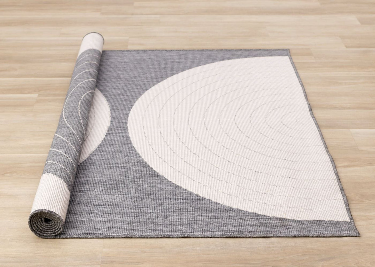 Summer Breeze 6'7" x 9'6" Outdoor Rug Double Arches - Grey, White