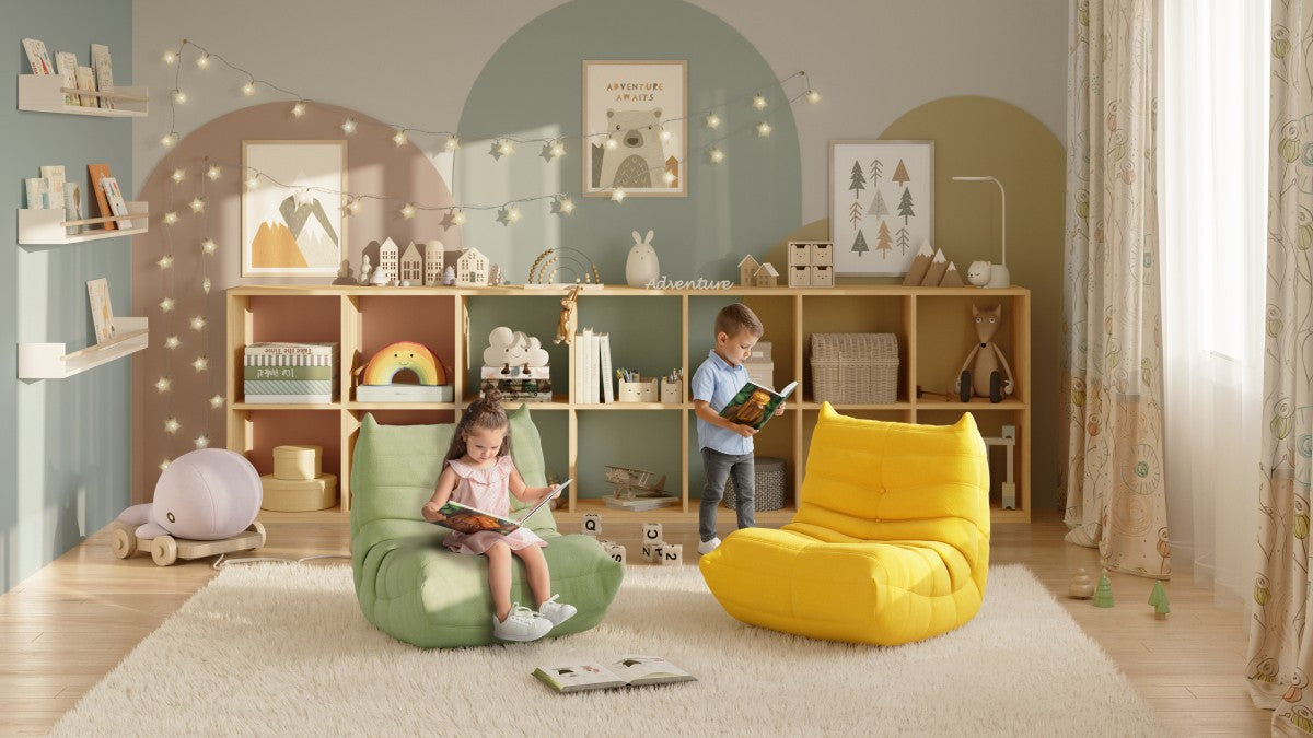 Daisy Kid's All-Foam Armless Chair - Pale Yellow