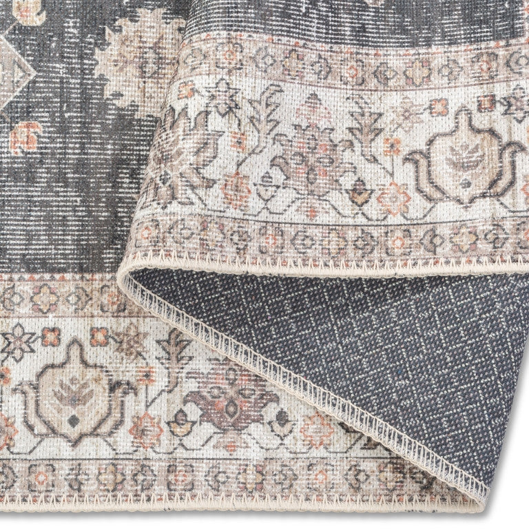 Aura Traditional Rug - 6' x 9' - Charcoal/Cream
