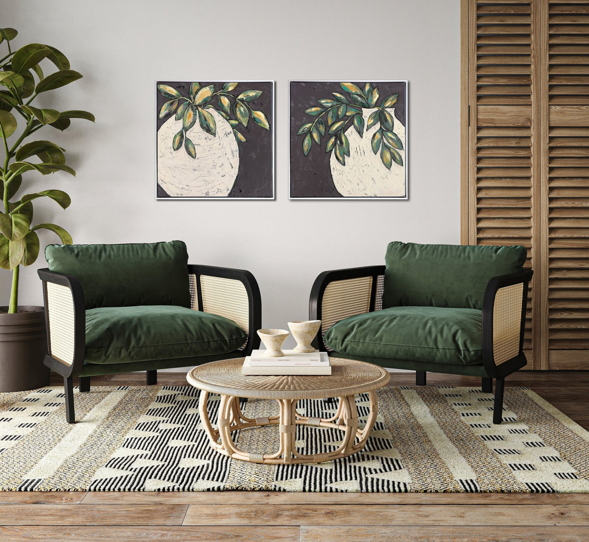 Verdant Embrace II Wall Art - Beige/Green - 24 X 24