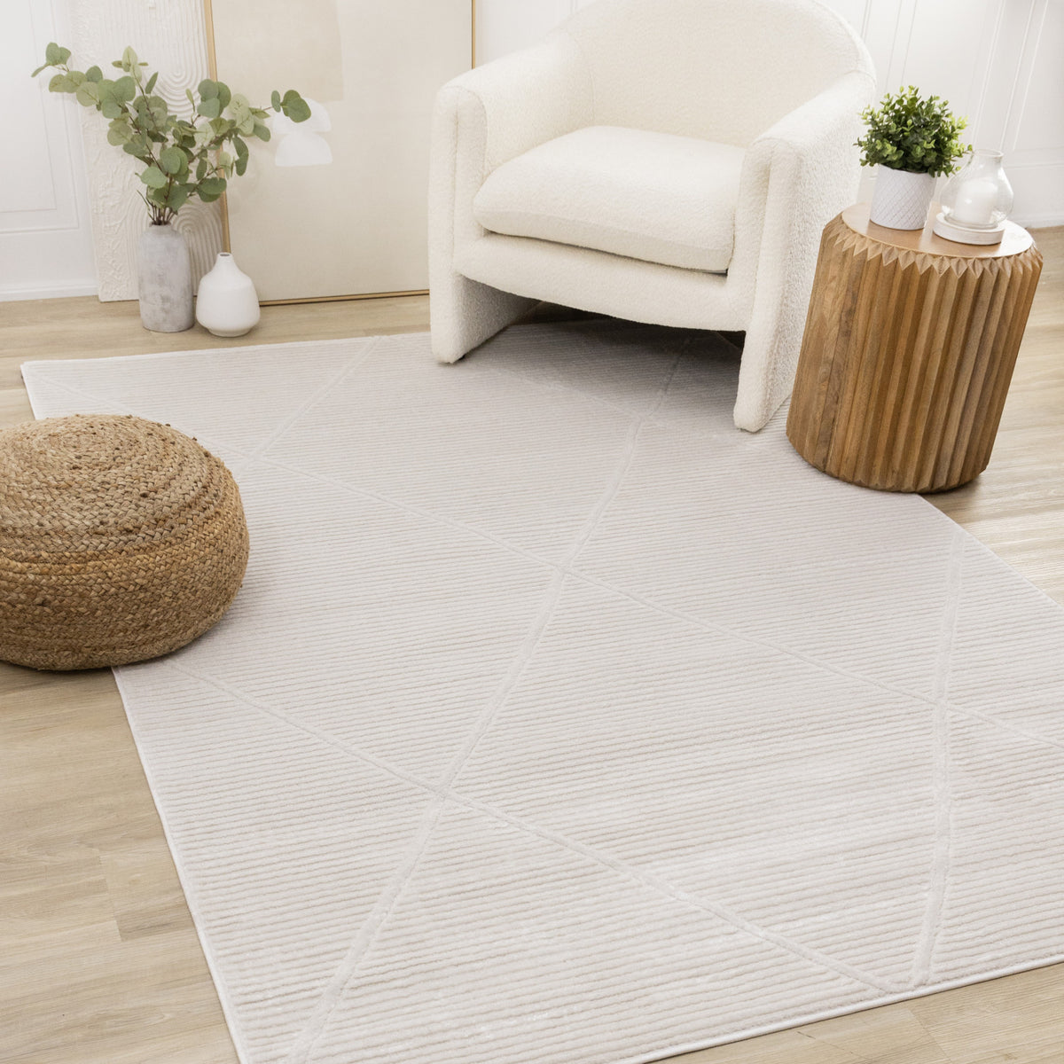 Logan Modern Lines Area Rug - 5' X 8' - Cream