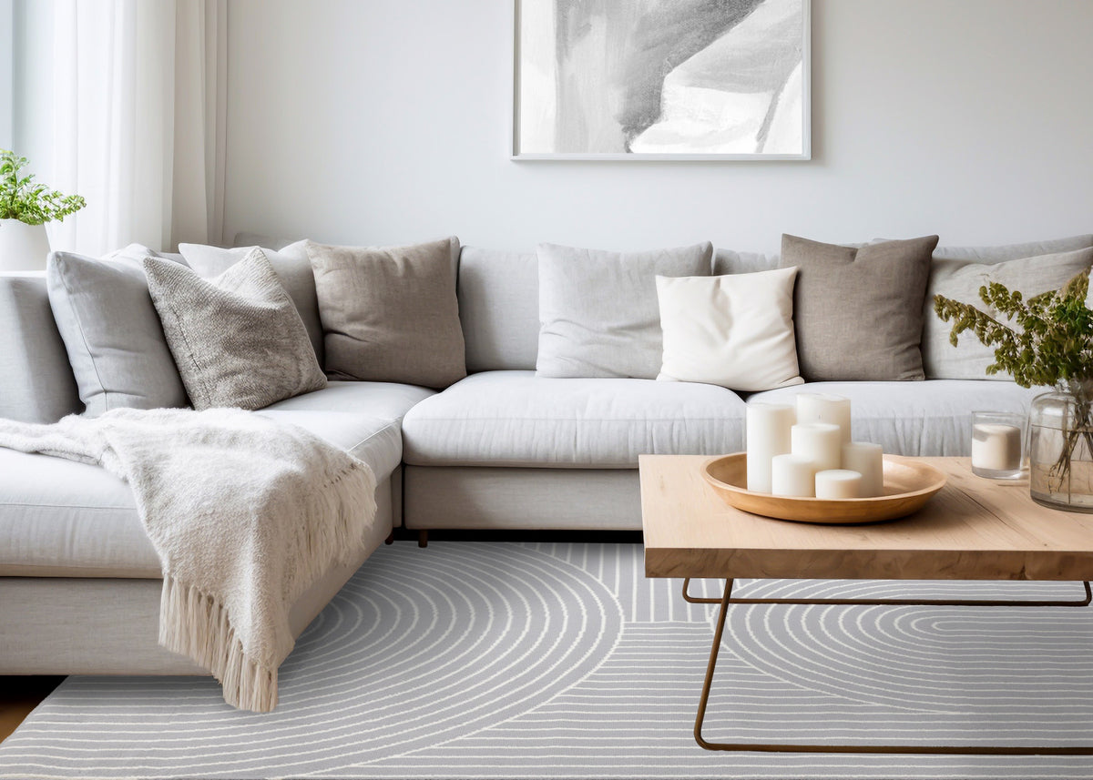 Functional Modern Arches Area Rug - 5' X 8' - Grey/White