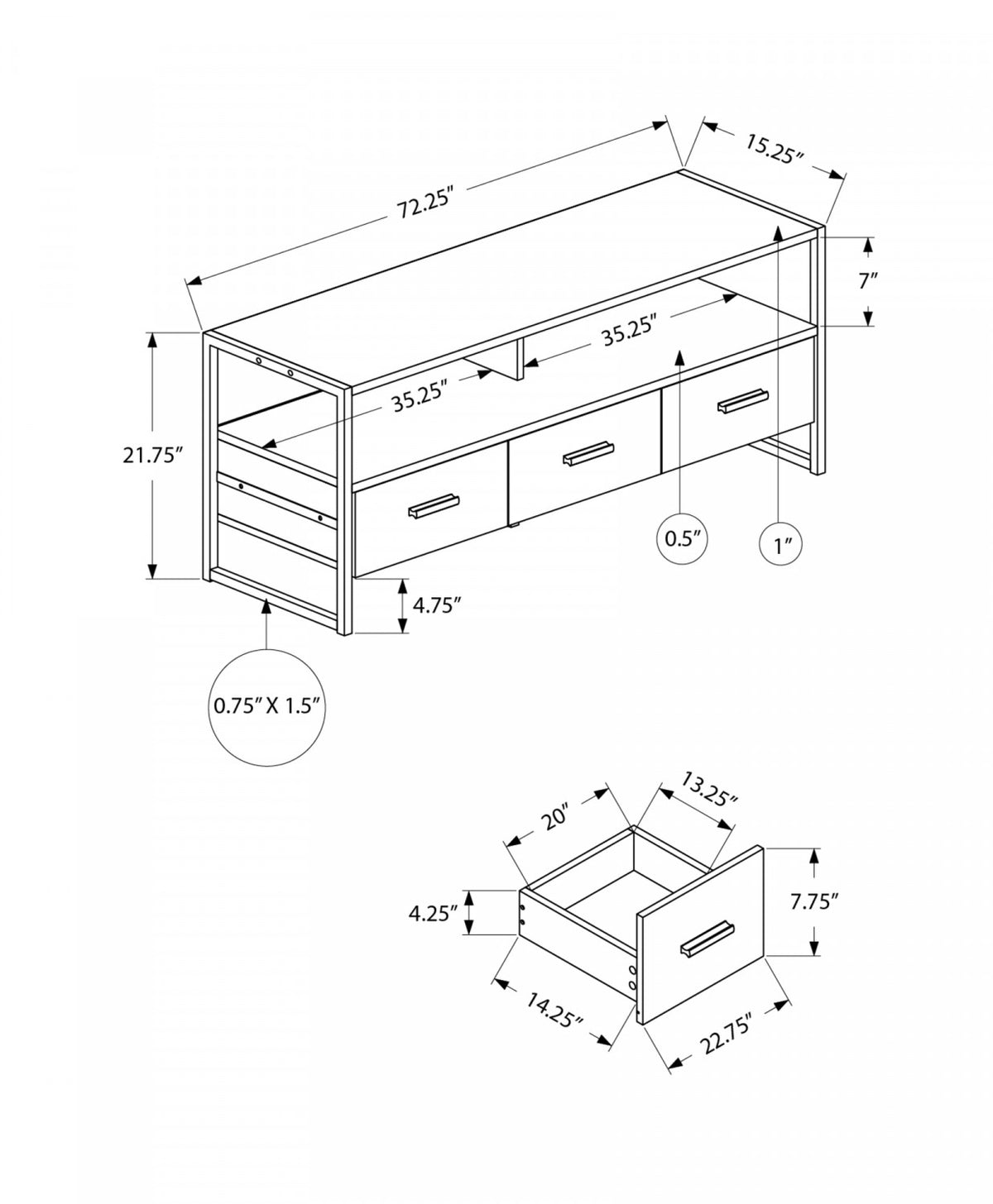 Encore 72" TV Stand - Black