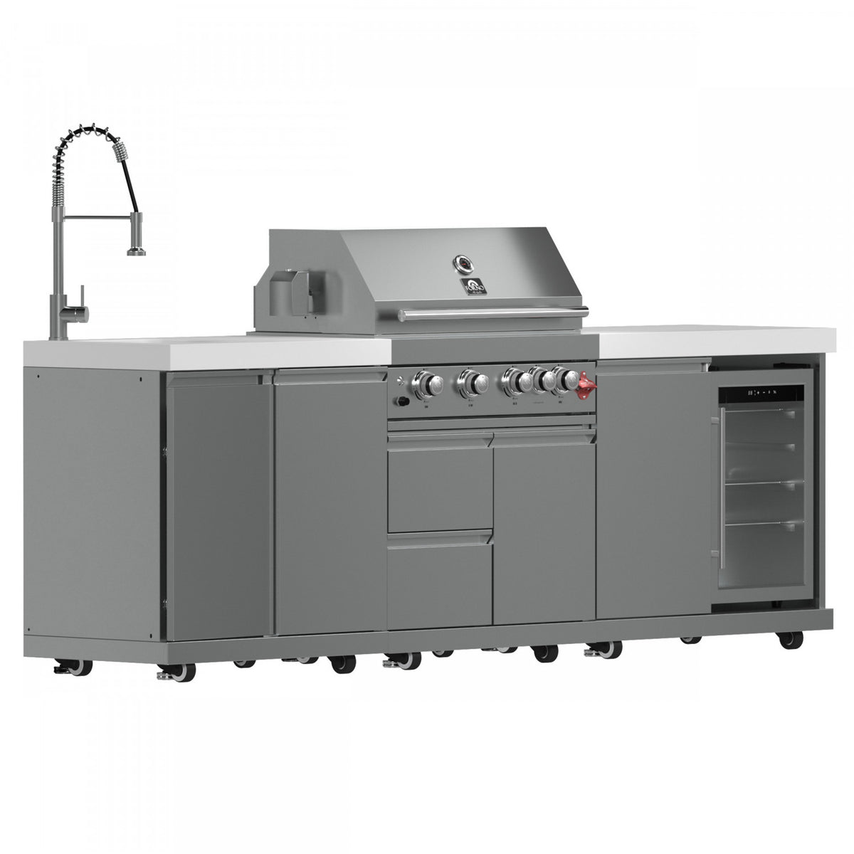 Forno Bulnes White Countertop Outdoor Kitchen with 30" 60,000 BTU BBQ and Beverage Centre - FODKT2506WHT