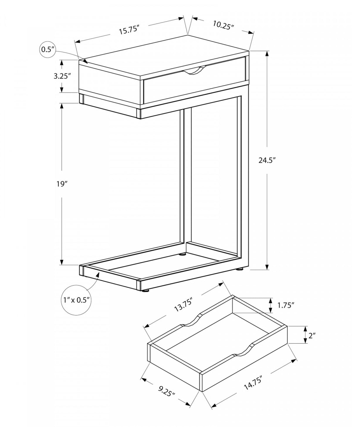 Auron Side Table - Taupe