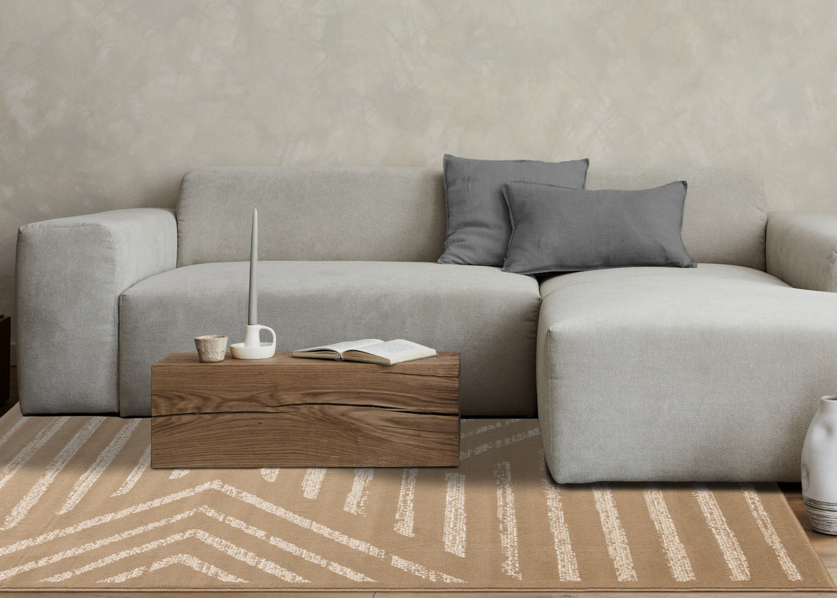 Functional Contemporary Lines Area Rug - 5' X 8' - Brown/Cream