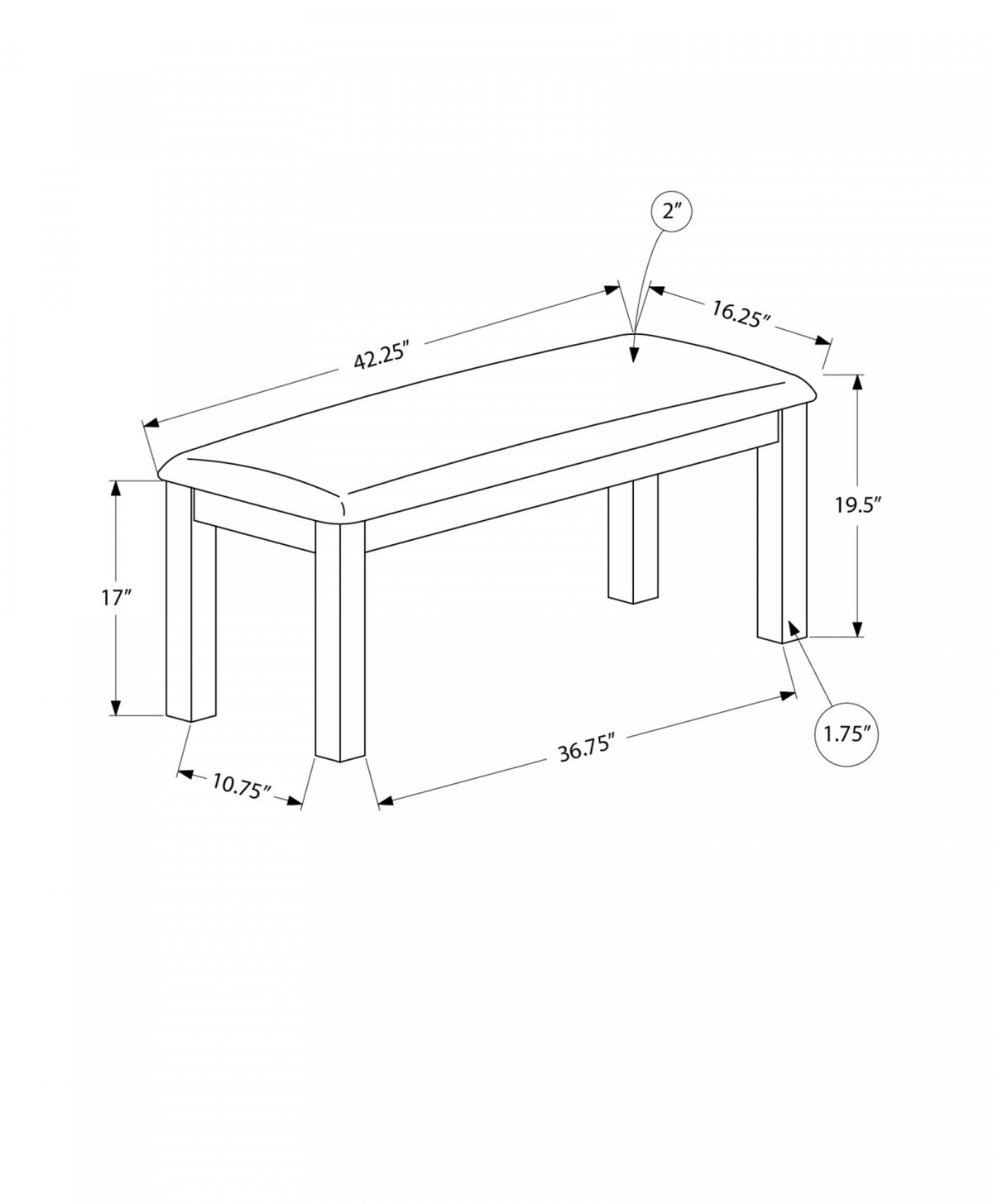 Elin Bench - Walnut/Beige