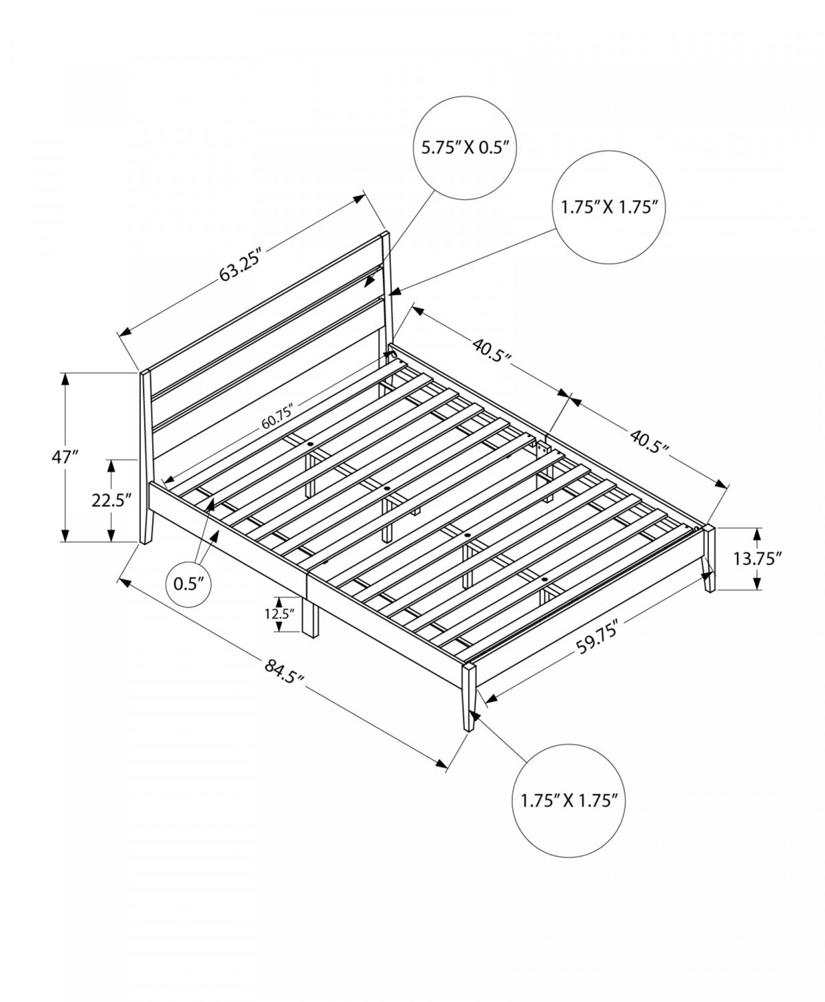 Albany Queen Bed - Grey