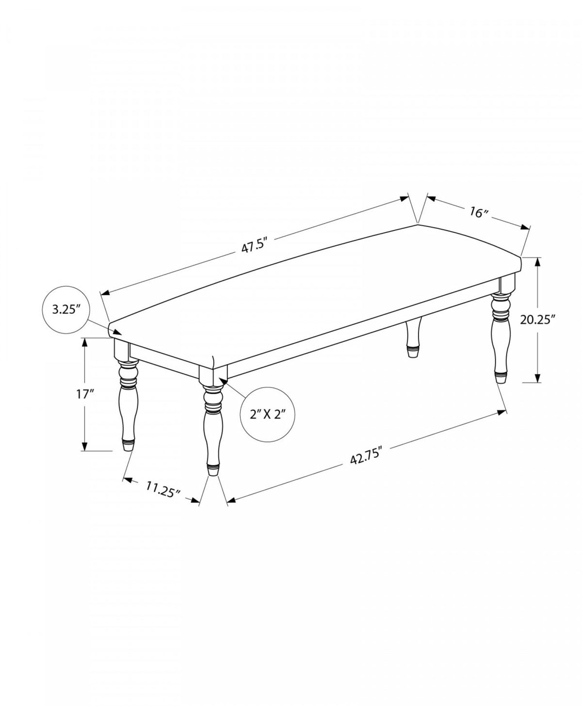 Kesta Bench - Antique Grey