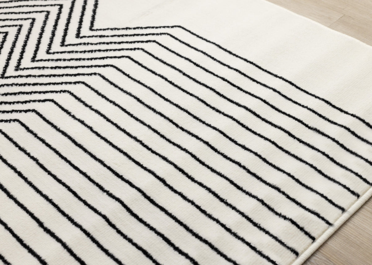 Functional Modern Soundwaves Area Rug - 5' X 8' - White/Black