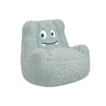 Parker mint green plush foam chair front angled view featuring friendly face design