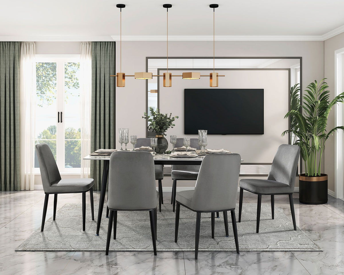 Emberly 7-Piece Sintered Dining Set - Grey, Black