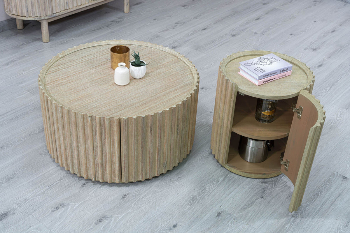 Humbach Side Table - White Washed Natural