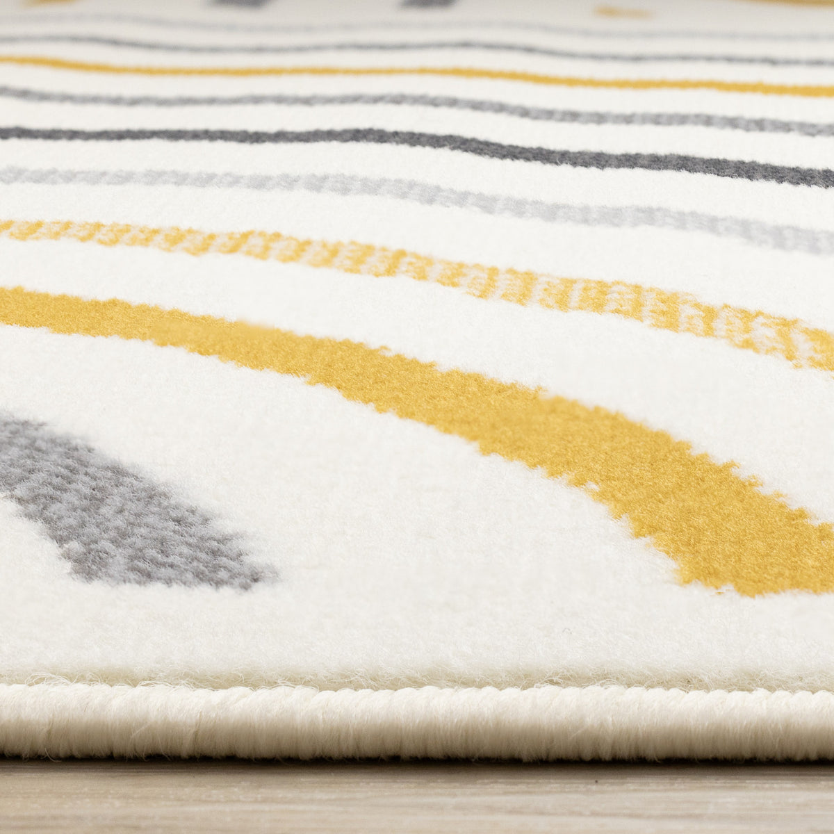 Functional Modern Curves Area Rug - 5' X 8' - Cream/Yellow