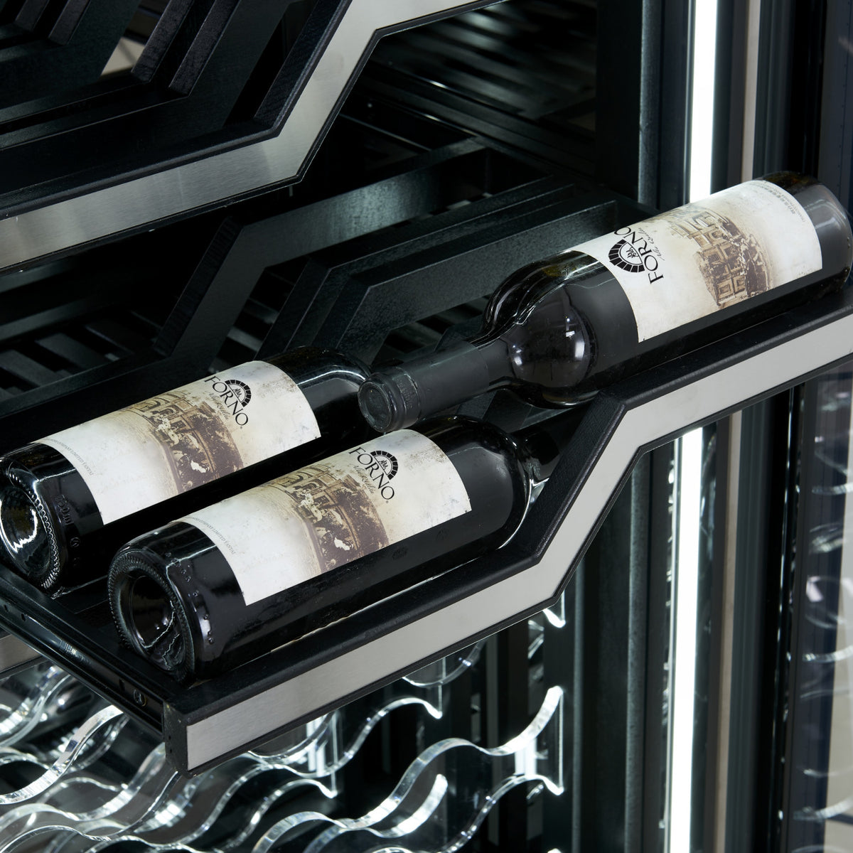 Forno Abruzzo 48" Stainless Steel 102 Bottle Dual Zone Wine Cellar with Clear Holders (24 Cu. Ft.) - FWCDR6611-48S
