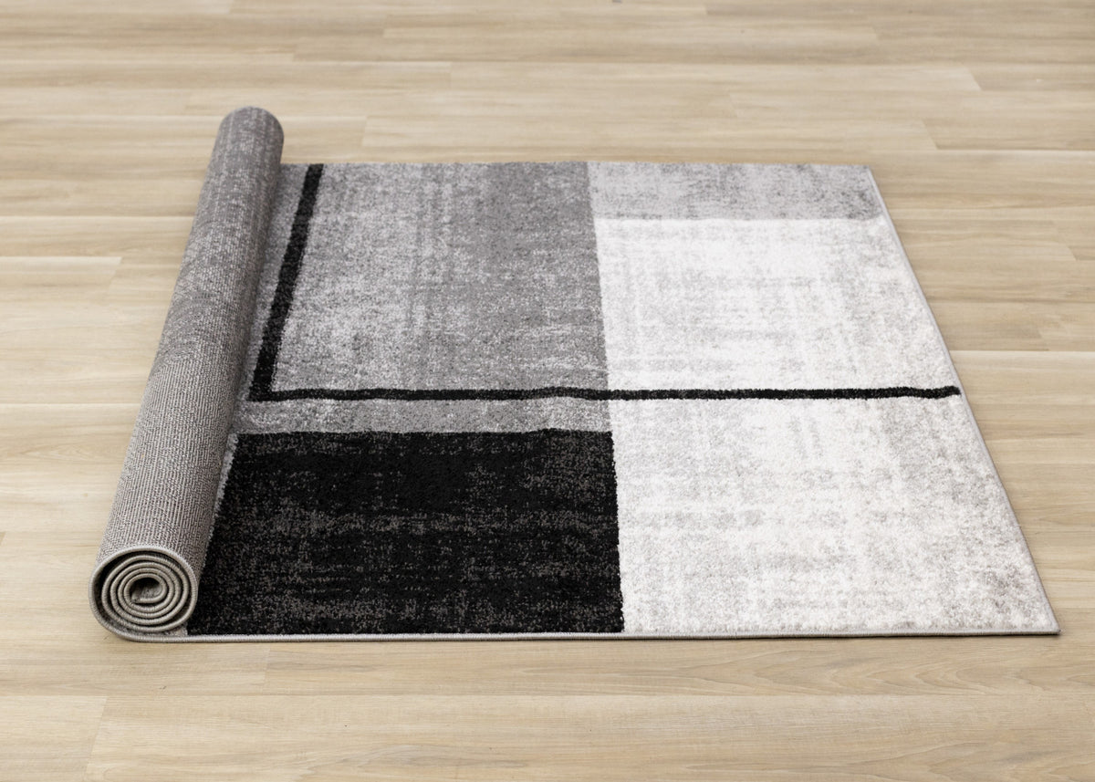 Elise Modern Geometric Area Rug - 5' X 8' - Grey/Black/White