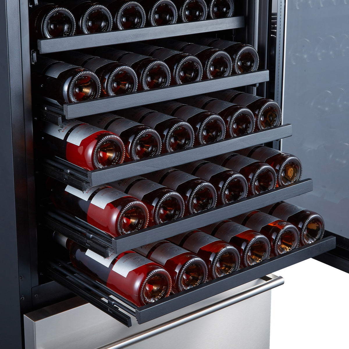 Forno Azienda 24" Stainless Steel 108 Bottle Dual Zone Wine Cooler with Two Refrigerated Drawers - FWCDR6628-24S