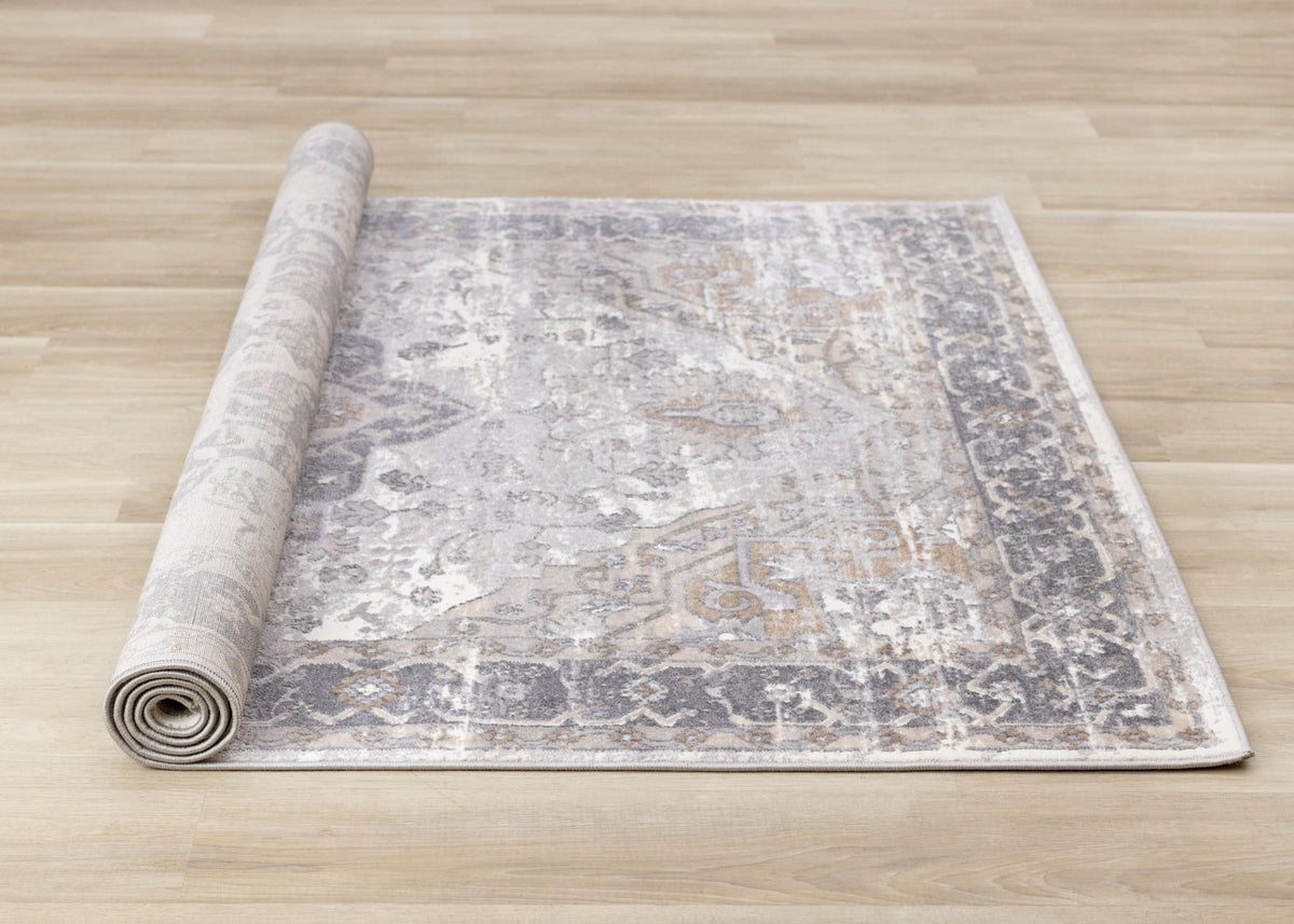 Elegant Traditional Area Rug - 8' X 11' - Grey/Brown