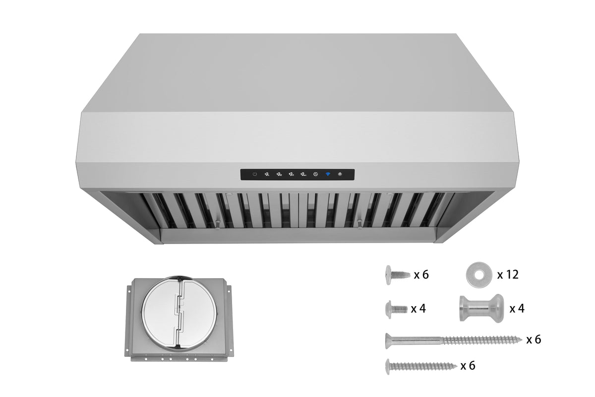 Hauslane Stainless Steel PRO Series 30" Versatile Under Cabinet or Wall Mounted Range Hood with Smart App Control - PRO500SS-30