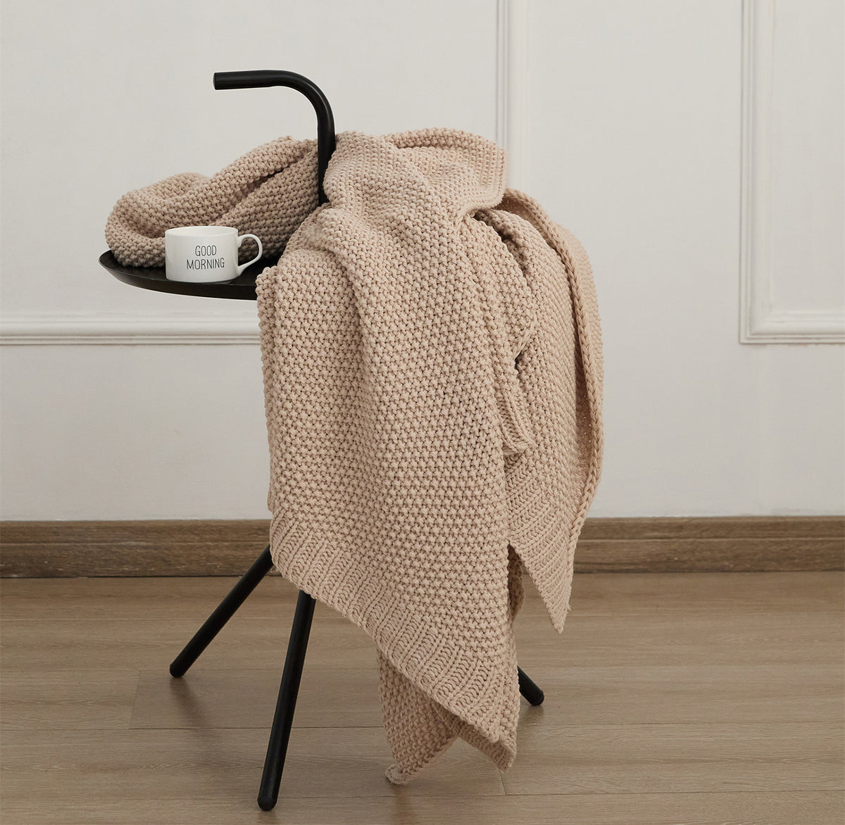 Rustic Charm Cable Knit Decorative Throw 50 x 60" - Beige, Rust