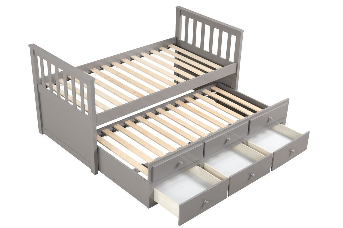 Trudy 3-Piece Twin Captain Bed with Trundle - Grey