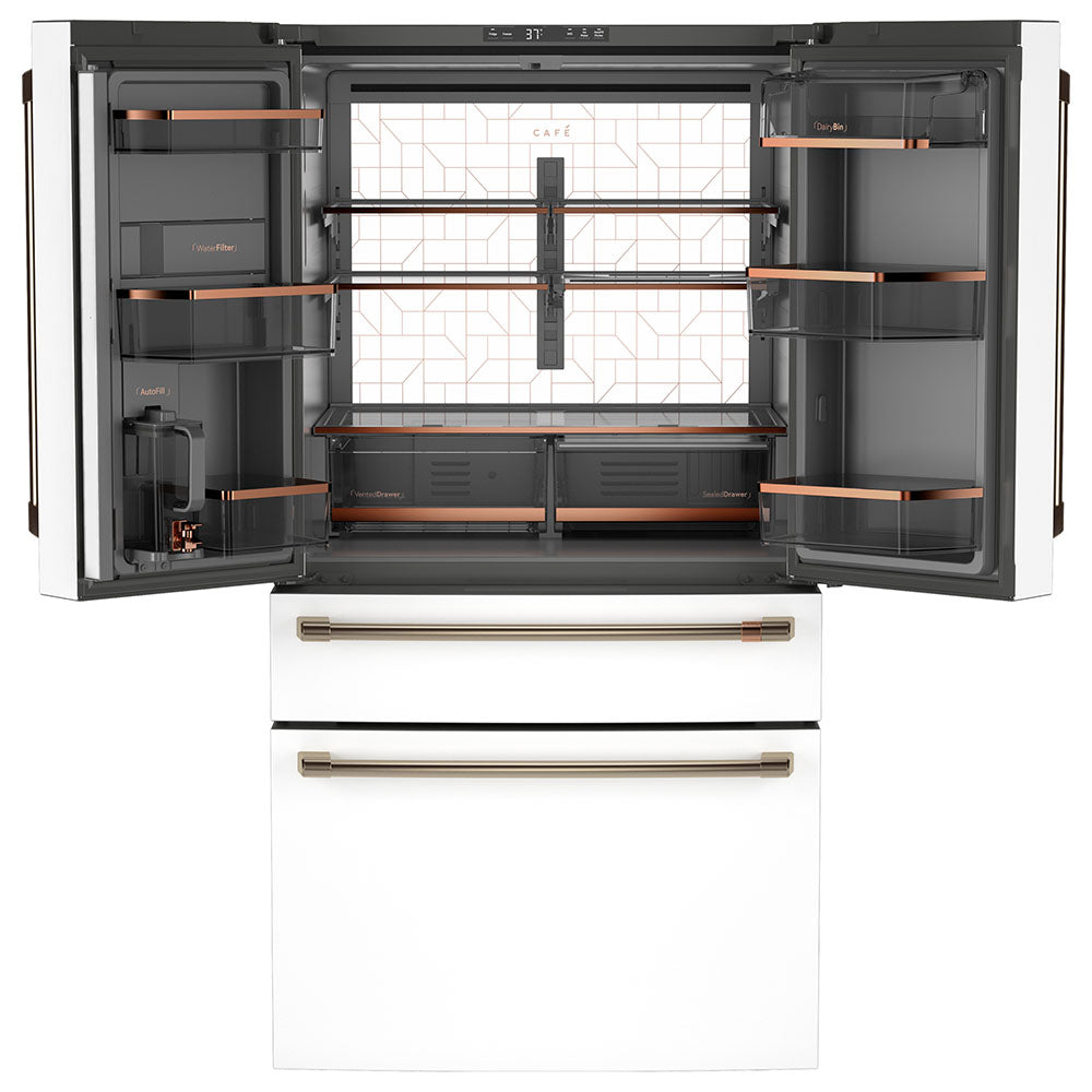 Café 36" 23.2 Cu. Ft. Matte White French-Door Refrigerator with Dual-Dispense AutoFill Pitcher – CJE23DP4WW2
