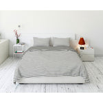 Cotton House 3-Piece Full Duvet Cover Set - Pewter Stripes