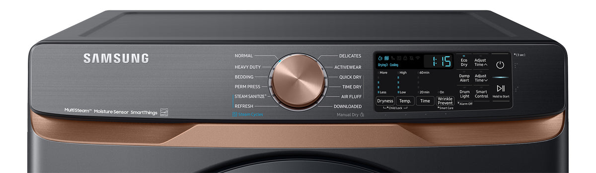 Samsung Black Stainless Steel Front Load Dryer with Steam Sanitize (7.5cu.ft.) - DVE50BG8300VAC