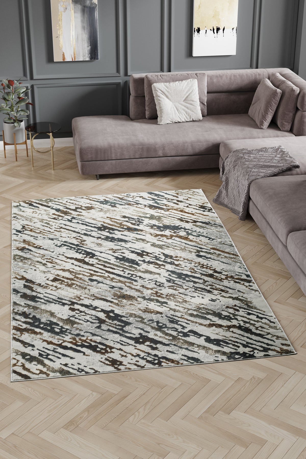 L2 Decor Emojy Area Rug 5' x 8' - Cream, Blue