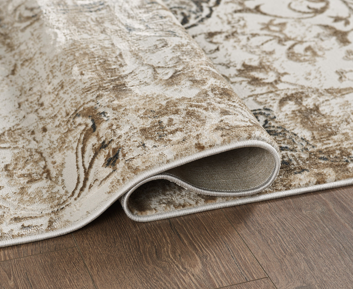 L2 Decor Emojy Area Rug 7' x 10' with Underpad - Cream