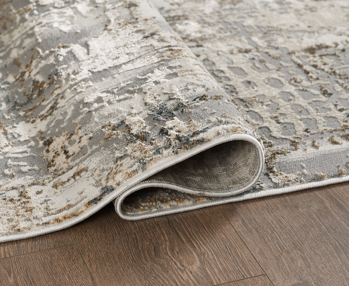 L2 Decor Emojy Area Rug 5' x 8' with Underpad - Dark Grey, Cream