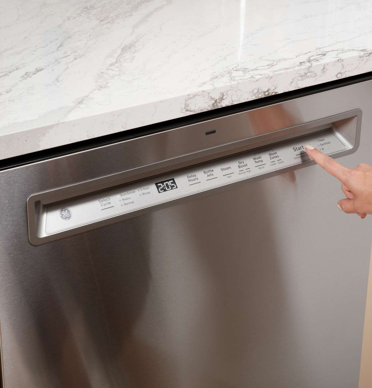 GE 24" Fingerprint Resistant Stainless Steel Front Control Dishwasher with Stainless Steel Interior and Third Rack - GDF670SYVFS