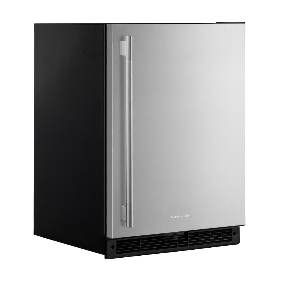 KitchenAid 24" 5.0 Cu. Ft. Black Cabinet/Stainless Doors Undercounter Refrigerator - KURR124SSB