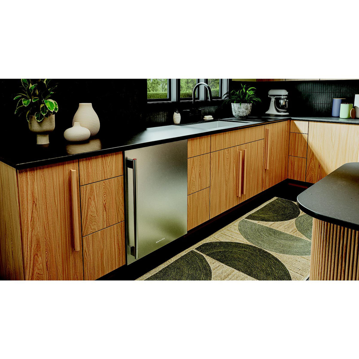KitchenAid 24" 5.0 Cu. Ft. Black Cabinet/Stainless Doors Undercounter Refrigerator - KURR124SSB