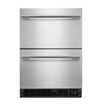 KitchenAid 24" 4.3 Cu. Ft. Black Cabinet with Stainless Steel Doors Undercounter Double-Drawer Refrigerator - KUCT524SSB