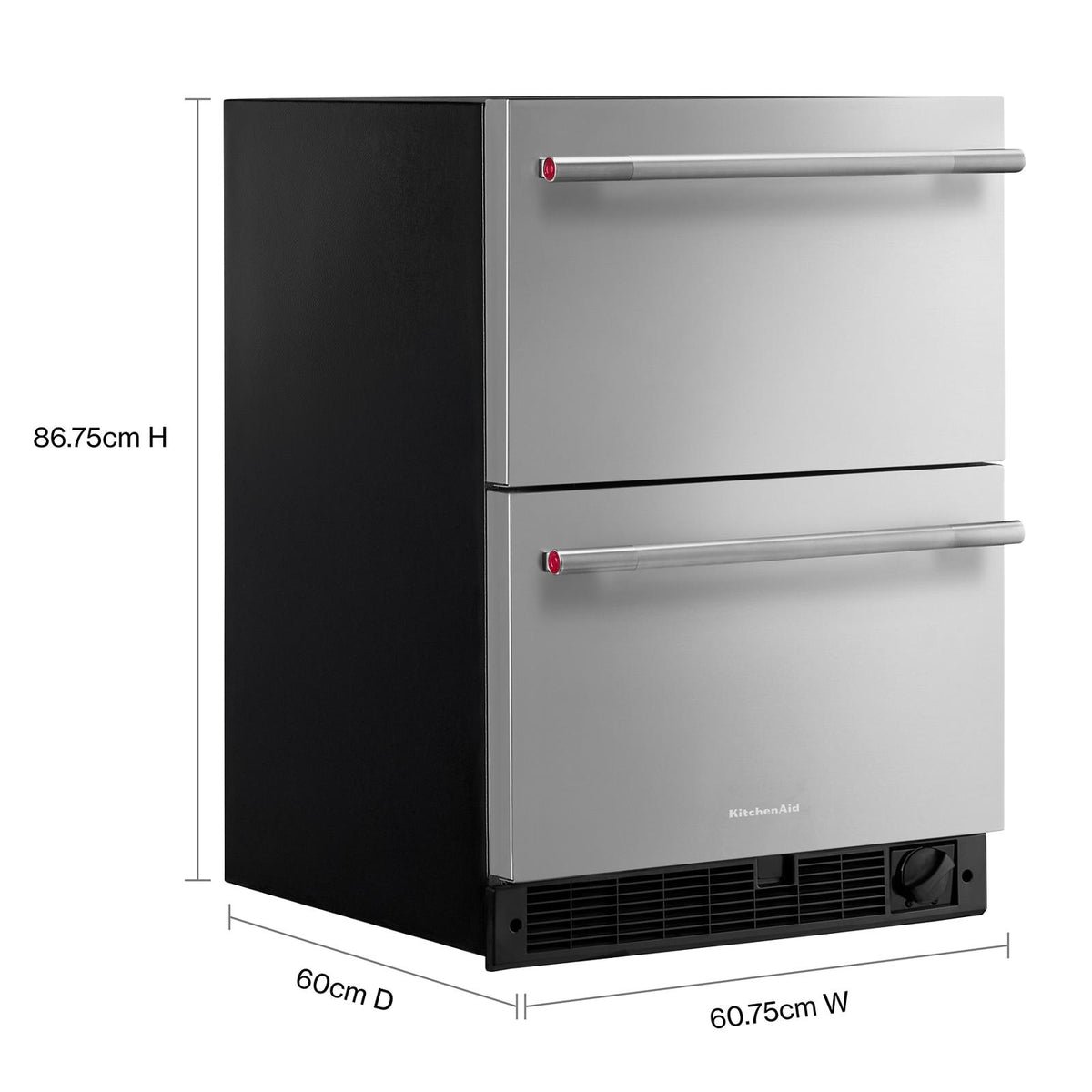 KitchenAid 24" 4.3 Cu. Ft. Black Cabinet with Stainless Steel Doors Undercounter Double-Drawer Refrigerator - KUCT524SSB