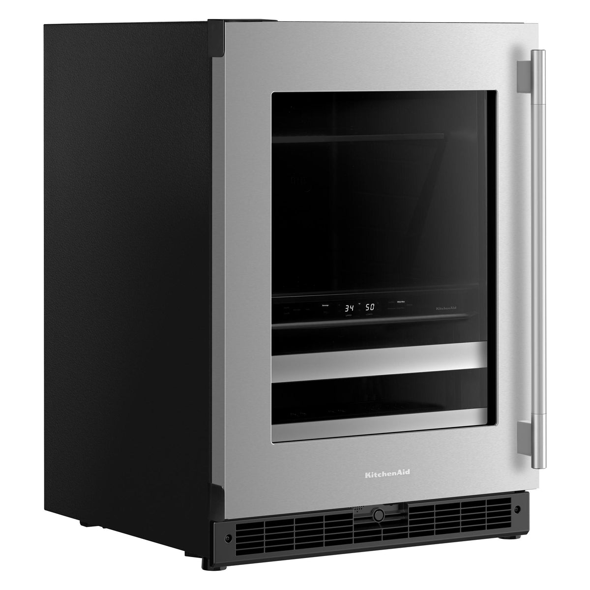 KitchenAid 24" 5.0 Cu. Ft. Black Cabinet with Stainless Steel Doors Undercounter Refrigerator - KUBL524SSB