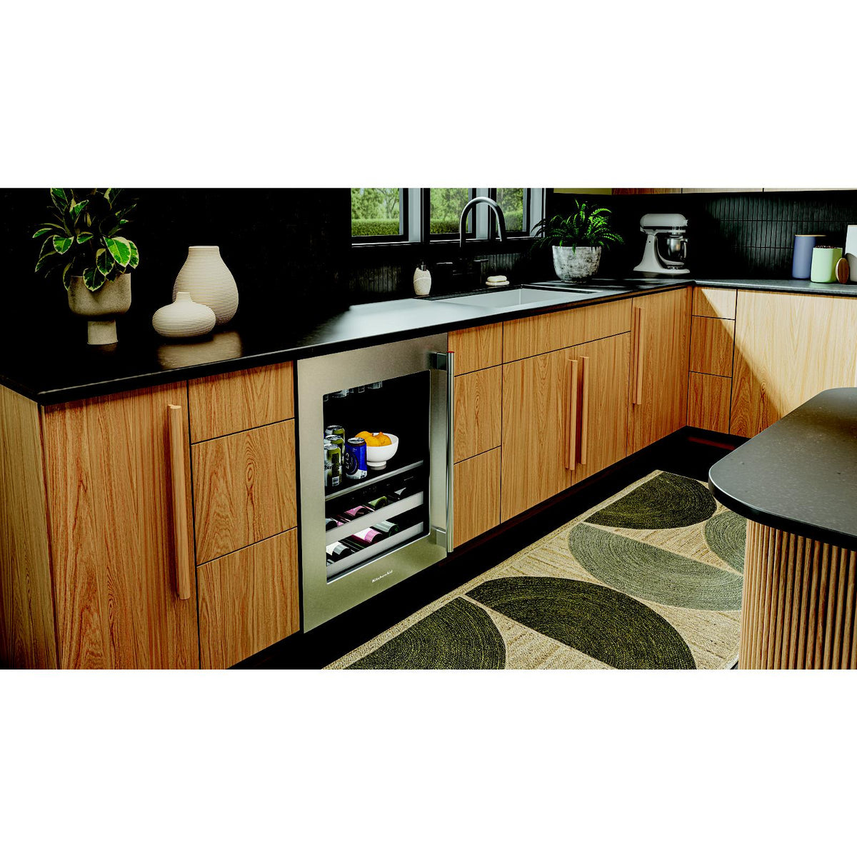 KitchenAid 24" 5.0 Cu. Ft. Black Cabinet with Stainless Steel Doors Undercounter Refrigerator - KUBL524SSB
